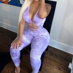 Tie dye purple jumpsuit